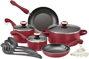 img 4 attached to 🍳 Paula Deen 17-Piece Red Cookware Set with Signature Dishwasher-Safe Nonstick Pots and Pans