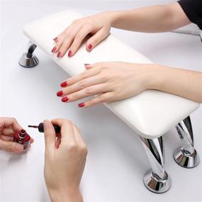 img 4 attached to 💅 Professional Nail Tech Armrest Cushion for Fingernail and Toenail Use, Big Nail Table Hand Pillow with Microfiber Leather Material - White