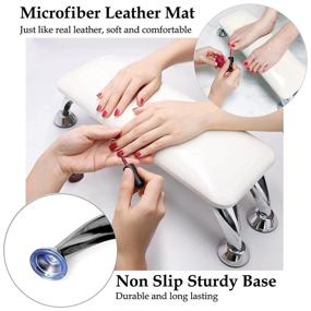 img 2 attached to 💅 Professional Nail Tech Armrest Cushion for Fingernail and Toenail Use, Big Nail Table Hand Pillow with Microfiber Leather Material - White