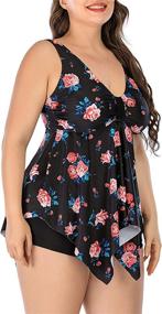 img 1 attached to 👙 Flattering ESPRLIA Plus Size Tankini with Tummy Control - Ruffled Two-Piece Bathing Suit for Confidence-Boosting Swimsuits