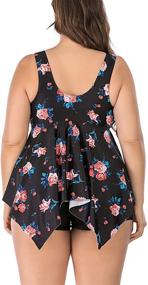 img 3 attached to 👙 Flattering ESPRLIA Plus Size Tankini with Tummy Control - Ruffled Two-Piece Bathing Suit for Confidence-Boosting Swimsuits