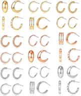 💍 wholesale pack: 18 pairs small hoop earrings for women - gold/white gold tone - perfect boutique jewelry set for girls logo