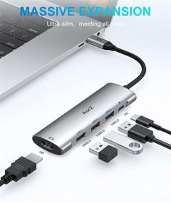 img 3 attached to 🔌 AorZ USB C Hub Multiport Adapter: 5-in-1 Dongle with 4K HDMI, USB 3.0/2.0 Ports, PD Charger - Compatible with More Type C Devices