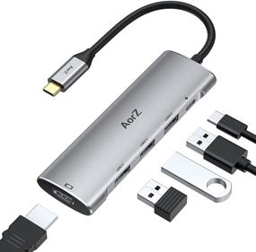 img 4 attached to 🔌 AorZ USB C Hub Multiport Adapter: 5-in-1 Dongle with 4K HDMI, USB 3.0/2.0 Ports, PD Charger - Compatible with More Type C Devices