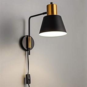 img 4 attached to 🔌 Contemporary Swing Arm Wall Sconce: Versatile Plug-in or Hardwired Black Industrial Wall Lights for Bedroom and Living Room