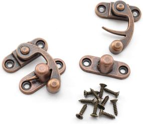 img 1 attached to 🔒 Retro Red Bronze Tone Swing Lock Clasp: 2-Pack Antique Hook Hasp Latch by OZXNO, Zinc Alloy Right Hook Latch with Replacement Screws for Jewelry Box, Cabinet, Toolbox, and Suitcase