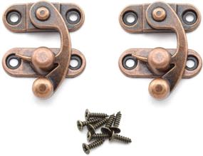 img 4 attached to 🔒 Retro Red Bronze Tone Swing Lock Clasp: 2-Pack Antique Hook Hasp Latch by OZXNO, Zinc Alloy Right Hook Latch with Replacement Screws for Jewelry Box, Cabinet, Toolbox, and Suitcase