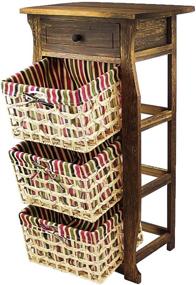 img 1 attached to Countryside Dark Brown Wood Nightstand with Storage - Jerry & Maggie Bedside Table with Vine Weaved Baskets and Drawer