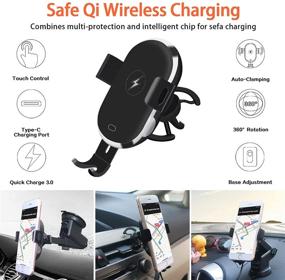 img 3 attached to 📲 ZC GEL Wireless Car Charger Mount, Qi Fast Charging Auto-Clamp Windshield Dashboard & Vent Car Phone Holder for All QI-Enabled Phones