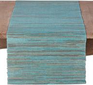 🌊 saro lifestyle melaya collection turquoise water hyacinth table runner, shimmering woven nubby finish, 16" x 72" - stylish dining decor logo