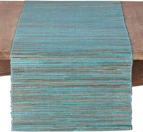 img 4 attached to 🌊 SARO LIFESTYLE Melaya Collection Turquoise Water Hyacinth Table Runner, Shimmering Woven Nubby Finish, 16" x 72" - Stylish Dining Decor