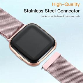 img 3 attached to 🌹 Rose Gold Stainless Steel Metal Mesh Magnetic Band Bracelet Strap Replacement for Fitbit Versa/Versa Lite SE - ZWGKKYGYH Compatible with Fitbit Versa and Versa 2 Bands, Small - Women Men
