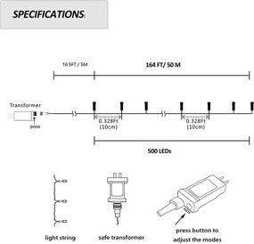 img 2 attached to 🎄 kemooie 500 LED Christmas Lights: Versatile Outdoor Fairy Lights for Memorable Christmas, Wedding, and Party Decorations - Waterproof, 8 Lighting Modes, 164FT String (Warm White)
