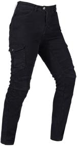 img 3 attached to 👖 XL=34 Winter Plus Velvet Men's Motorcycle Riding Jeans Motocross Racing Pants CE Armored - Black (Waist 37 inches)