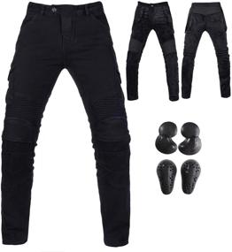 img 4 attached to 👖 XL=34 Winter Plus Velvet Men's Motorcycle Riding Jeans Motocross Racing Pants CE Armored - Black (Waist 37 inches)