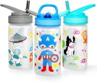 home tune 15oz kids water drinking bottle - bpa free, wide mouth, chug lid, flip sip cap, easy open - 3 pack: cute design, lightweight & leak-proof for girls & boys логотип