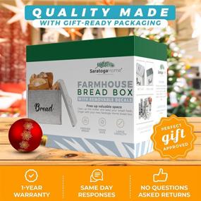 img 2 attached to 🥖 Farmhouse Bread Storage Container by Saratoga Home - Rugged & Durable for Kitchen, XL Countertop Bread Box, Fits 2+ Loaves, No-Scratch Galvanized Finish with Rustic Bread Design