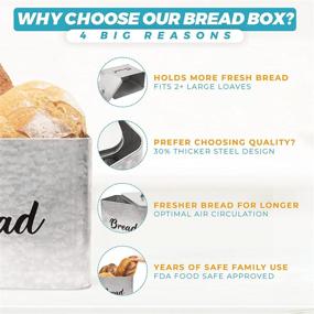 img 3 attached to 🥖 Farmhouse Bread Storage Container by Saratoga Home - Rugged & Durable for Kitchen, XL Countertop Bread Box, Fits 2+ Loaves, No-Scratch Galvanized Finish with Rustic Bread Design