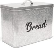 🥖 farmhouse bread storage container by saratoga home - rugged & durable for kitchen, xl countertop bread box, fits 2+ loaves, no-scratch galvanized finish with rustic bread design логотип