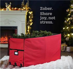 img 3 attached to Super Rigid Rolling Christmas Tree Storage Box - Canvas Fabric with Cardboard Inserts - Easy Access, Fits 7.5 ft Trees - Convenient Wheels & Handles (Red)