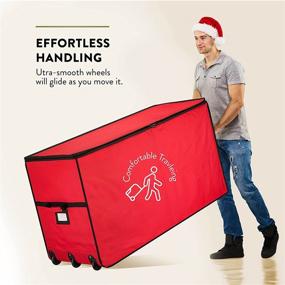 img 1 attached to Super Rigid Rolling Christmas Tree Storage Box - Canvas Fabric with Cardboard Inserts - Easy Access, Fits 7.5 ft Trees - Convenient Wheels & Handles (Red)