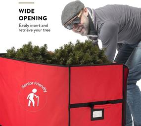 img 2 attached to Super Rigid Rolling Christmas Tree Storage Box - Canvas Fabric with Cardboard Inserts - Easy Access, Fits 7.5 ft Trees - Convenient Wheels & Handles (Red)