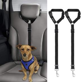 img 4 attached to 🐾 2-Pack Adjustable Nylon Fabric Dog Restraints: BWOGUE Safety Seat Belt Strap for Dogs and Cats, Headrest Restraint for Car, Vehicle Seatbelt Harness