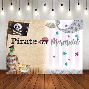 img 1 attached to 🎉 7x5ft Pirate and Mermaid Theme Kids Birthday Backdrop Photography Background | Cake Table Banner Decorations | Baby Shower Photo Studio Booth | W-1984