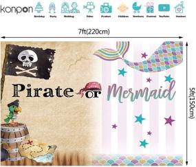 img 3 attached to 🎉 7x5ft Pirate and Mermaid Theme Kids Birthday Backdrop Photography Background | Cake Table Banner Decorations | Baby Shower Photo Studio Booth | W-1984