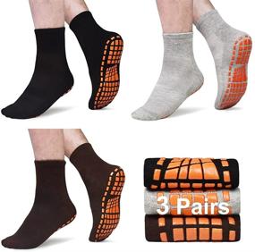 img 4 attached to 🧦 Premium Mens Non Slip Yoga Pilates Anti Skid Grip Socks - 3 Pack