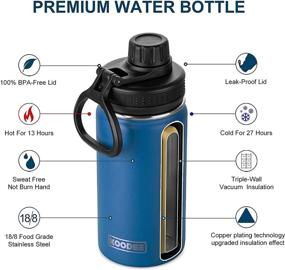 img 1 attached to 💧 Koodee Kids 12 oz Stainless Steel Water Bottle – Triple Wall Vacuum Insulated Wide Mouth, Leakproof Spout Lid (Navy)