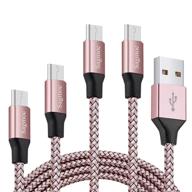 🌹 rose gold micro usb charger cable - sagmoc android charging cord set of 4: 10ft, 10ft, 6ft, 2ft - compatible with samsung s7, s6 edge, kindle, note 5, android smartphone, mp3, tablet, and more logo