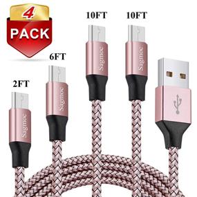 img 3 attached to 🌹 Rose Gold Micro USB Charger Cable - Sagmoc Android Charging Cord Set of 4: 10FT, 10FT, 6FT, 2FT - Compatible with Samsung S7, S6 Edge, Kindle, Note 5, Android Smartphone, MP3, Tablet, and More