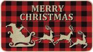 🎄 christmas decoration door mat - cacoe outdoor/indoor entrance front door mats - 30 x 17 inches welcome doormat - non slip washable striped rug in red and black logo