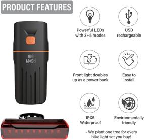 img 3 attached to 🚲 Big Mash 2022 Upgraded USB Rechargeable Bike Light Set - Eco-Friendly, Waterproof, 1000 Lumens - Front and Back LED Bicycle Lights for Night Riding Adults and Kids