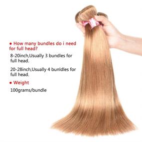 img 1 attached to 🔥 XCCOCO Peruvian Virgin Remy Hair 10A 27# Honey Blonde Silky Straight Human Hair Bundle - 24-inch Dark Blonde Thick Full Human Hair Extension Bundle