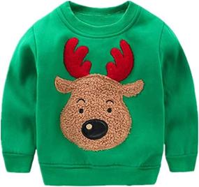 img 2 attached to Sweatshirts Christmas Reindeer Crewneck Pullover Boys' Clothing : Active