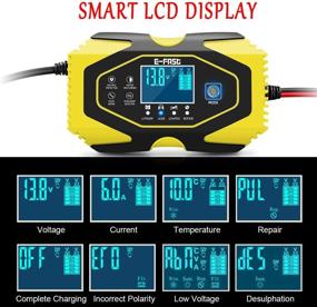 img 2 attached to Luoges Automatic Battery Charger and Maintainer: 12V 6A / 24V 3A - Smart 7-Stage Automotive Trickle Charger for Car Battery, Motorcycle, Lawn Mower, Truck, Lithium, Lead-Acid, LiFePO4 - Yellow