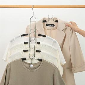 img 1 attached to 👕 Nature Smile 4-Pack Anti-Slip Clothes Hangers - Space Saver Magic Metal Hangers for Wardrobe Organization - Heavy-Duty Multi-Layer Blouse Hanger Closet Storage Organizer