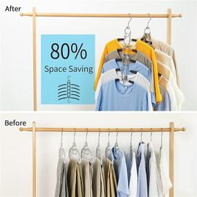 img 2 attached to 👕 Nature Smile 4-Pack Anti-Slip Clothes Hangers - Space Saver Magic Metal Hangers for Wardrobe Organization - Heavy-Duty Multi-Layer Blouse Hanger Closet Storage Organizer