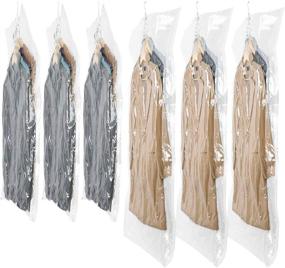 img 4 attached to 🧳 Maximize Closet Space with SunHorde Hanging Vacuum Storage Bags - 6 Pack Space Saver Vacuum Seal Bags, Jumbo and Large, for Seasonal Clothes, Dress, Coat, Closet Organizer. Includes 5 Heavy Duty Hanging Hooks - Reusable & Easy to Use!