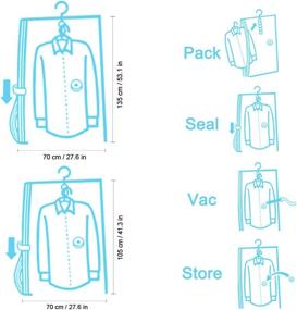 img 2 attached to 🧳 Maximize Closet Space with SunHorde Hanging Vacuum Storage Bags - 6 Pack Space Saver Vacuum Seal Bags, Jumbo and Large, for Seasonal Clothes, Dress, Coat, Closet Organizer. Includes 5 Heavy Duty Hanging Hooks - Reusable & Easy to Use!