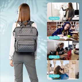 img 1 attached to 🎒 Stylish Laptop Backpack for Women | Work Bag for Teachers | Business Computer Bag | College Bookbag | Grey Embroidered Design