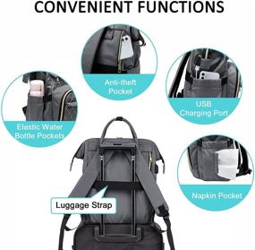 img 2 attached to 🎒 Stylish Laptop Backpack for Women | Work Bag for Teachers | Business Computer Bag | College Bookbag | Grey Embroidered Design