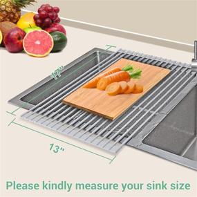 img 3 attached to 🍽️ Ohuhu Roll-Up Dish Drying Rack - 17" L x 13" W Multipurpose Roll-Up Dish Rack for Kitchen Counter - Heat-Resistant & Anti-Slip Silicone Coated Dish Drainer for Over The Sink Use