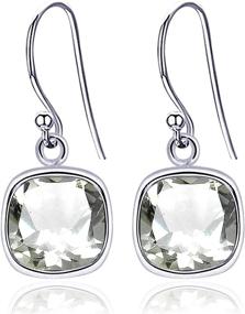 img 4 attached to 💚 Green Prasiolite Amethyst Dangle Earrings, 3.00 Carat Faceted Cushion Shape Birthstone - 925 Sterling Silver - Orchid Jewelry