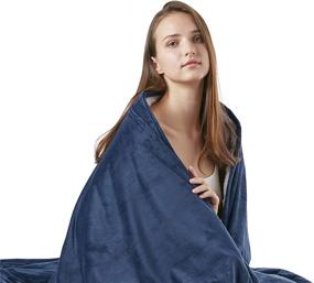 img 3 attached to 🛌 Degrees of Comfort Sherpa Weighted Blanket 15 lbs - Dual-Sided Fuzzy Soft Velvet Plush Fleece - Navy 60x80 - Effective Comfort and Sleep Aid
