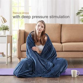 img 2 attached to 🛌 Degrees of Comfort Sherpa Weighted Blanket 15 lbs - Dual-Sided Fuzzy Soft Velvet Plush Fleece - Navy 60x80 - Effective Comfort and Sleep Aid