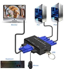 img 2 attached to 💻 2-Port USB VGA KVM Switch for Sharing 2 PCs on 1 Monitor with Keyboard, Mouse, Scanner, and Printer