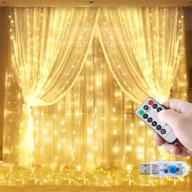 🌟 zhewen curtain lights 300 led 9.8 x 9.8ft warm white fairy lights: perfect for wall decoration, girls bedroom, indoor/outdoor christmas party! remote control & 8 lighting modes included! логотип